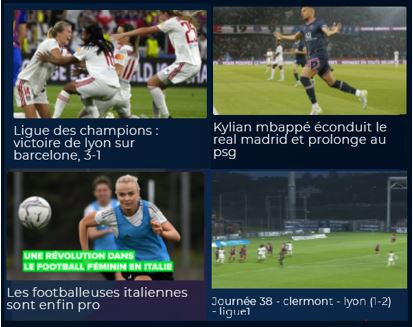 Captures des vidéos de football disponibles sur Buzz No Limit 