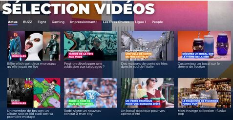 La rubrique Sélection vidéos de Buzz No Limit et ses diverses sous-catégories